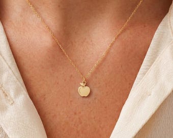 Apple Silhouette Charm: Sterling Silver, Gold Filled, Rose Gold Minimalist Nature Charm Jewelry Gift