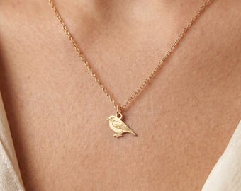 Songbird Silhouette Charm Necklace: Sterling Silver, Gold Filled, Rose Gold, Handmade Minimal Bird Nature Jewelry
