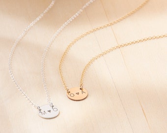 Gold Choker · Initial Necklace · Rose Gold Choker · Coin Disc in Sterling Silver, Rose Gold Filled
