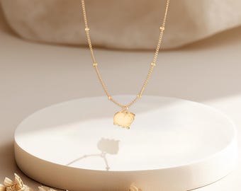 Kawaii Hamster Charm Necklace Beady Chain: Sterling Silver, Gold Filled, Rose Gold, Handmade Cute Animal Charm Jewelry Gift