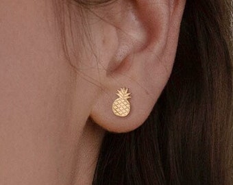 Pineapple Stud Earrings • Pineapple Earrings • Pineapple Jewelry • Gold, Rose Gold, Silver Earrings • Stud Earring • Gift for Her • Earrings