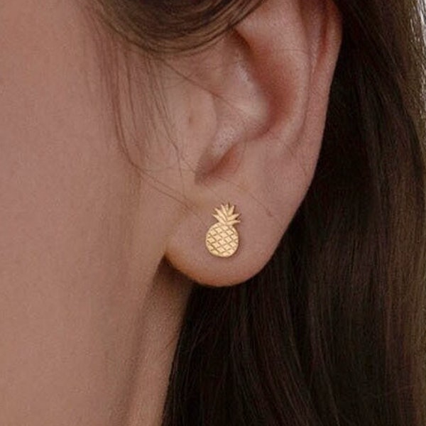 Pineapple Stud Earrings • Pineapple Earrings • Pineapple Jewelry • Gold, Rose Gold, Silver Earrings • Stud Earring • Gift for Her • Earrings