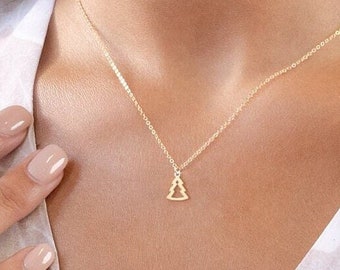 Christmas Tree Necklace Gold Tree Pendant Gift for Her Stocking Stuffer Christmas Gift Pine Tree Necklace Christmas Jewelry Gift for Mom