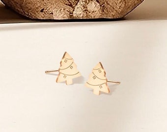 Christmas Tree Charm Earrings Gold Holiday Jewelry Tree Lover Earrings Gift For Her Teacher Christmas Gift Cute Earrings For Mom