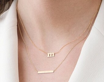 Gold Letter Necklace Alphabet Necklace Gift for Her Tiny Letter Necklace Letter Charm Personalized Jewelry Initial Gold Charm
