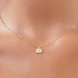 Collar con dije de carta de amor, regalo para el día de San Valentín, regalo para novia, collar con dije de amor, collar con letra, colgante con dije de carta de amor