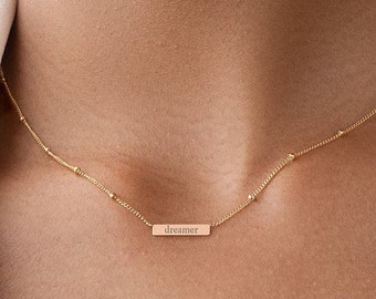 Tiny Bar Necklace, Custom Necklace, Dainty Bar Necklace Gift For Her, Handmade Jewelry, Personalized Gifts, Gifts for Women, Gold Necklace