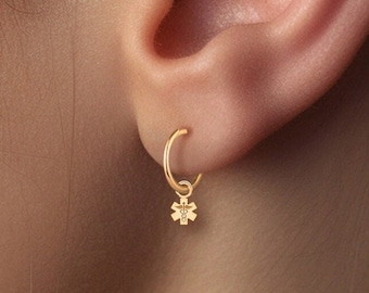 Caduceus Huggie Hoops Medical Symbol Earrings Small Hinged Hoops Nurse Gift Doctor Gift Healthcare Professional Medical Charm Doctor Gift