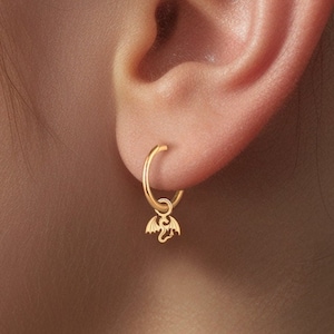 Dragon Earrings Gothic Dragon Charm Gift for Her Fantasy Jewelry Huggie Dragon Earrings Jewelry Dragon Gift Hoop Earrings Gold Dragon Charm
