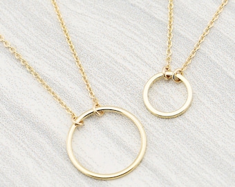 Circle Necklace, Dainty Gold Circle Necklace, Karma Necklace, Delicate Circle Necklace, Interlocking Circle Necklace, Mother's Day gift