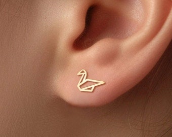 Swan Earrings Gift for Her Bird Stud Earrings Animal Earrings Bird Jewelry Christmas Gift for Mom Anniversary Swan Earrings