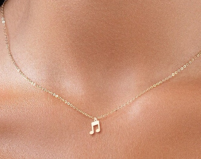 Tiny Music Note Necklace, Music Note jewelry, Music teacher Gift, Piano teacher gift, Band teacher gift, music lover necklace, Handmade