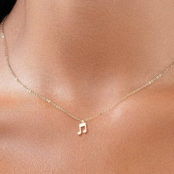 Tiny Music Note Necklace, Music Note jewelry, Music teacher Gift, Piano teacher gift, Band teacher gift, music lover necklace, Handmade