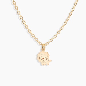 Lion Necklace Animal Pendant Gift for Her Gold Lion Charm Leo Necklace Animal Necklace Silver Lion Pendant Lion Head Necklace