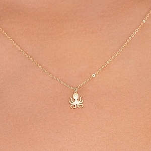 Octopus Charm Gold Pendant Necklace Ocean Jewelry Beach Wedding Gift For Mom Nautical Necklace Sea Lover Gift For Her Birthday Gift