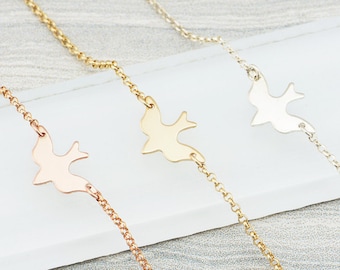 Bracciale Uccello d'oro, Bracciale Colomba, Bracciale Uccello, ORO, ORO ROSA, ARGENTO, Gioielli da damigella d'onore