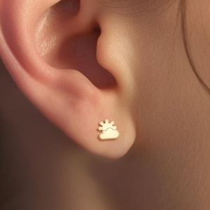 Sun and Cloud Earrings available in 14k Gold Fill, Sterling Silver, 14k Rose Gold Fill or 14K Solid Gold Earrings, Weather-Inspired Jewelry