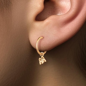 Scuba Flippers Charm Huggie Hoop Earrings in Gold Vermeil, Sterling Silver, or Solid 14k Gold | Diving-Inspired Jewelry