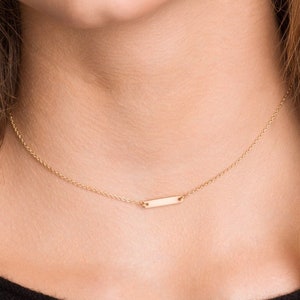 Gold Tiny Bar Choker Necklace, Gold Bar Necklace, Gold Dainty Necklace, Short Layering Necklace, Great Christmas Gift!