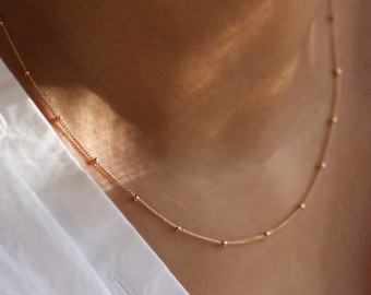 Dainty Chain Necklace, Gold, Rose Gold, Silver Layering Necklace, Delicate Necklace, Bridesmaid Gift, Minimal jewelry, Beady Necklace