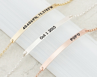 Gold Initial Bar Bracelet , Bar Bracelet, Name Engraved Bracelet,Gold , Rosegold, Silver, Bridesmaid Jewelry, Valentines Day