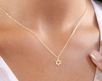 Davidstern Halskette, winziger Davidstern Halskette, Jüdisches Geschenk, religiöses Geschenk, Abschlussgeschenk, Schmuck, Magen David Halskette