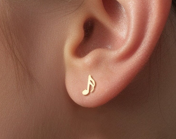 Music Earrings, Handmade Jewelry, Music Jewelry, 14k Gold Fill, Sterling Silver, Rose Gold Fill, Music Teacher Gifts, Music Note Studs,
