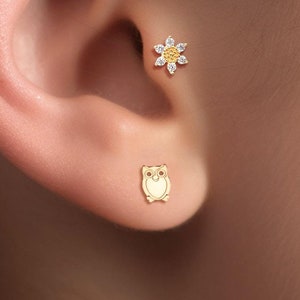 Eulen Ohrringe erhältlich in 14k Gold Fill, Sterlingsilber, 14k Rosegold Fill oder 14K Solid Gold Ohrringe, süße Vogel Ohrringe