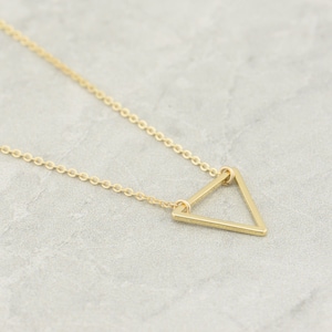 Mini Gold Triangle Necklace, Floating Triangle Necklace, Minimal, Delicate Necklace, Gold Triangle, Valentines Day