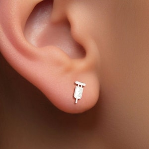 Pendiente de enfermera, Pendientes paramédicos, Pendientes médicos delicados, Oro, Plata, Pendientes de oro rosa, Regalos de médico + enfermera, Regalo para ella