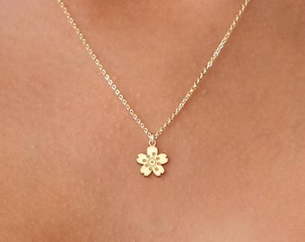 Cherry Blossom Necklace Tiny Floral Pendant Fun Jewelry Sakura Blossom Charm Nature-Inspired Springtime Flower Necklace Gift for Bridesmaid