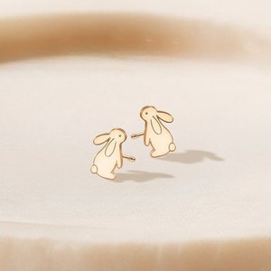 Cute Bunny Earrings, Dainty Earrings, Gold Earrings, Handmade Jewelry, Simple Gold Earring, Earrings, Easter Earrings, Animal Earrings image 1