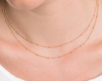 Dainty Chain Necklace, Gold, Rose Gold, Silver Layering Necklace, Delicate Necklace, Bridesmaid Gift, Minimal jewelry, Beady Necklace