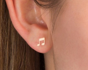 Musical Note Stud Earrings • Dainty Musical Note Earrings • Gold Earrings • Gold, Rose Gold, Silver • Stud Earrings • Gift for Her