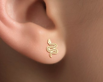 Snake Earrings Gold Serpent Jewelry Gift for Her Animal Earrings for Anniversary Gift Gold Snake Studs for Birthday Gift Serpent Earrings