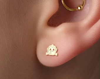 Speak No Evil Monkey Earrings in 14K Gold Filled, Sterling Silver - Main Image