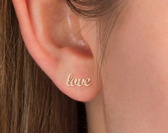 Love Letter Earrings • Love Earrings • Love Jewelry • Gold, Rose Gold, Silver Bee Earrings • Stud Earrings • Gift for Her • Cute Earrings