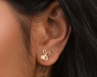 Bumble Bee Stud Earrings • Bee Earrings • Bee Jewelry • Gold, Rose Gold, Silver Bee Earrings • Stud Earrings • Gift for Her • Cute Earrings