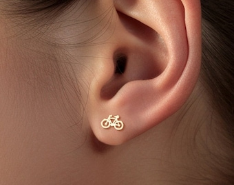 Pendientes de bicicleta, delicados pendientes minimalistas, pendientes sencillos de verano, regalo para ciclistas, regalo para ciclistas que viajan al trabajo, pendientes de bicicleta, joyas para ella