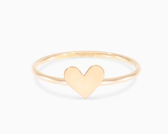 Dainty Heart Ring, Heart Ring, Custom Heart Ring in Sterling Silver, Gold + Rose Gold, Engraved Ring, Gift for Mom, Jewelry for Women