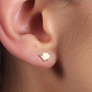 Gold, Silver, Rose Gold Sheep Studs, Cute Sheep Earrings, Farm Animals Earrings, Earrings, Handmade Jewelry, Small Gold Nature Earrings