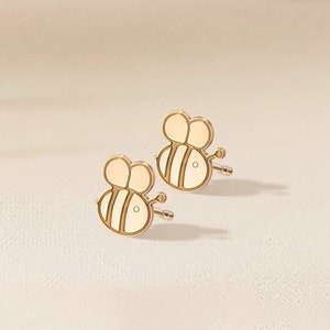Bumble Bee Stud Earrings Minimalist Cute Fun Earrings Honey Bee Bumble Bee Earrings Handmade Gift Bee Jewelry for Her Gold Filled Studs