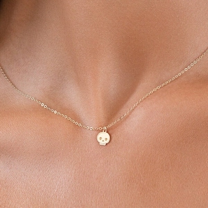 Gold Skull Necklace Gothic Pendant Unique Gold Skull Jewelry Mini Skull Charm Necklace Stylish Statement Gift for Her Gold Skull Necklace