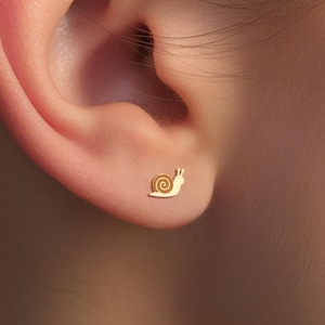 Small Snail Stud Earrings handcrafted in 14k Gold Fill, Sterling Silver, 14k Rose Gold Fill or 14K Solid Gold Earrings