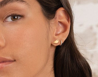 Bird Stud Earrings Dainty Minimalist Earrings Small Simple Earrings Everyday Gift for Her Personalized Studs Gold Earrings Jewelry