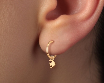 Magical Angelfish Charm Huggie Hoop Earrings - Gold, Silver, Solid Gold | Ocean Inspired Jewelry