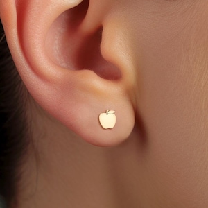 Pendientes de manzana con forma de botón, bonitos pendientes para maestra, pendientes de frutas, regalo de agradecimiento para la maestra, joyas de manzana, regalo para maestra
