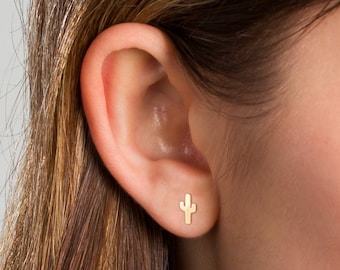 Dainty Cactus Stud Earrings • Cactus Earrings • Handmade Jewelry • Gold, Rose Gold, Silver Earrings  • Gift for Her • Cute Earrings