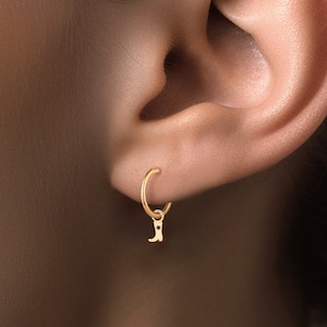 Wild West Cowboy Boot Charm Huggie Hoop Earrings - Gold Vermeil, Sterling Silver, Solid 14k Gold | Western Style Jewelry