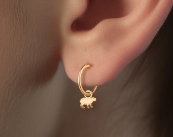 Pendientes con dijes de capibara, lindas joyas de animales, regalos extravagantes para amantes de los animales, pendientes con dijes de capibara, regalo hipoalergénico para hija, moda